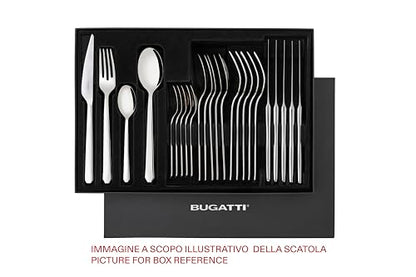 Bugatti Set Posate Acciaio Inox 18/10 per 6 persone, design Puro lineare