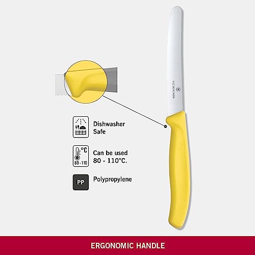Victorinox coltello tavola SwissClassic acciaio lama ondulata manico nylon giallo