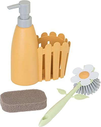 Vigar Flower Power Set Lavello dosatore sapone magenta e verde 330 ml