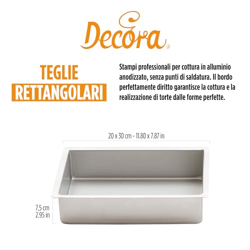Decora teglia professionale rettangolare alluminio anodizzato 20x30x7,5 cm