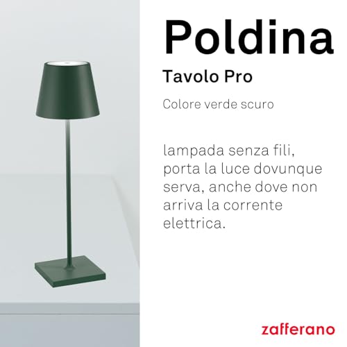 Zafferano Poldina lampada LED alluminio salvia con diffusore policarbonato e controllo touch