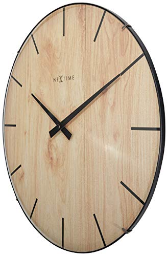 NeXtime Edge Wood Dome orologio da parete 35cm vetro e legno naturale movimento silenzioso