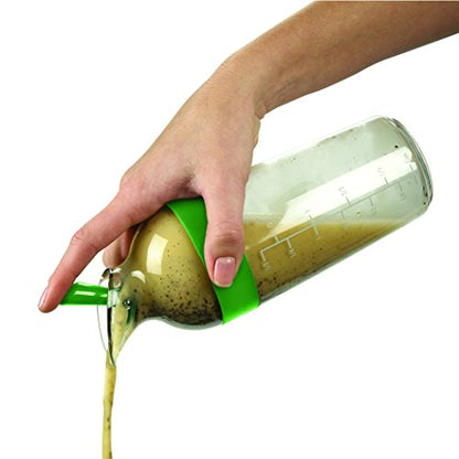OXO Shaker per Condimenti e Salse 350ml in plastica trasparente colore verde con scala graduata