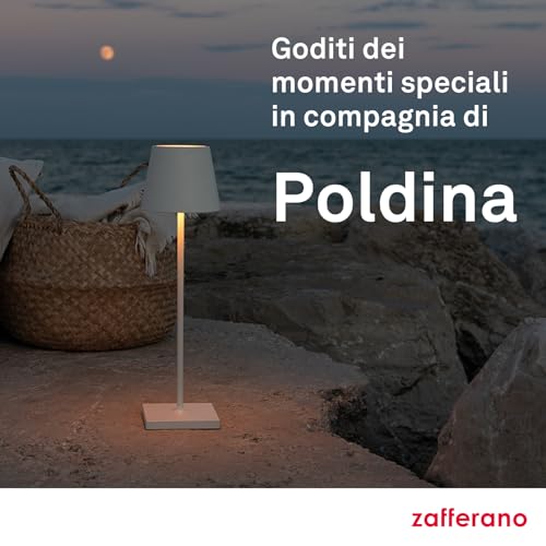 Zafferano Poldina lampada LED alluminio salvia con diffusore policarbonato e controllo touch