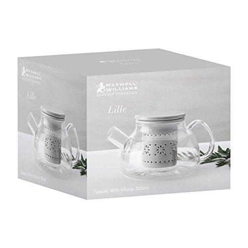 Maxwell & Williams teiera in vetro borosilicato con infusore in ceramica, colori pastello vintage
