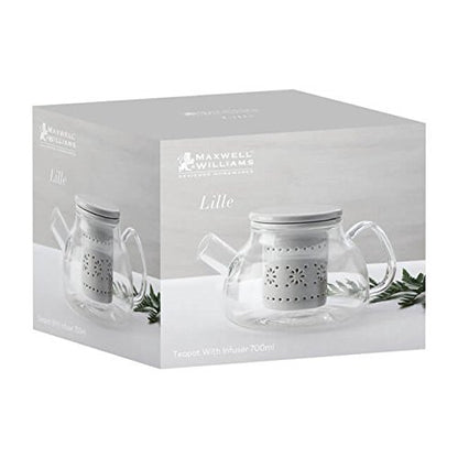 Maxwell & Williams teiera in vetro borosilicato con infusore in ceramica, colori pastello vintage