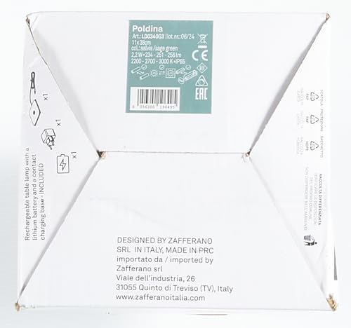 Zafferano Poldina lampada LED alluminio salvia con diffusore policarbonato e controllo touch