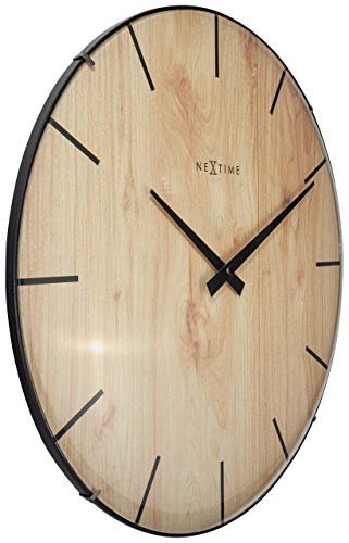 NeXtime Edge Wood Dome orologio da parete 35cm vetro e legno naturale movimento silenzioso