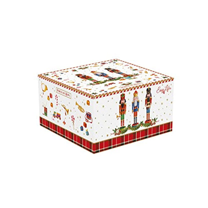 Easy Life set 4 ciotole natalizie a stella Vintage Nutcrackers in porcellana bianca con motivi schiaccianoci