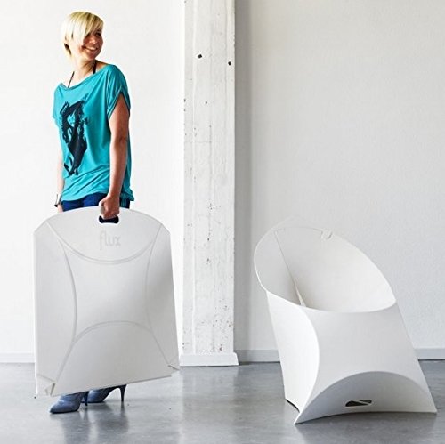 Flux Chair poltrona pieghevole in polipropilene grigio galet, design contemporaneo pieghevole