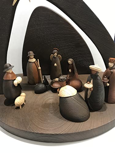 Mascagni Presepe in Legno 58x48x38 cm, decorazione natalizia in legno massiccio