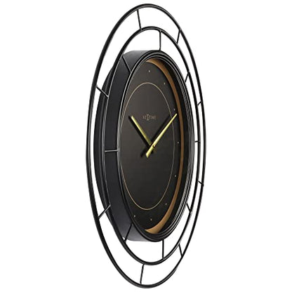 NeXtime Fancy orologio da parete 70cm metallo nero con dettagli dorati