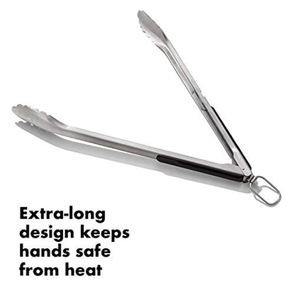 OXO Pinze Good Grips in acciaio inox con estremità frastagliate e apribottiglie integrato