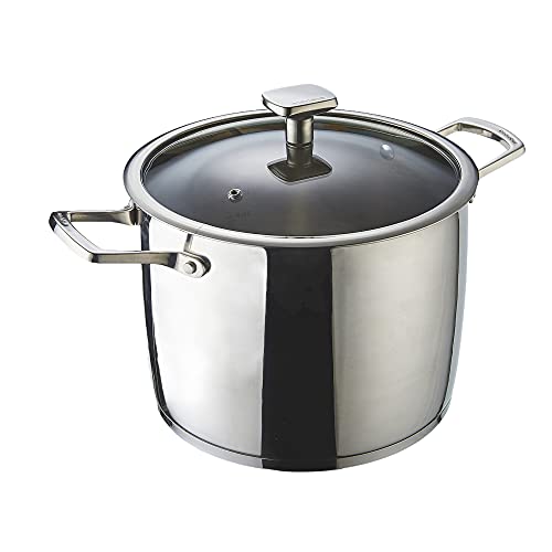 Pentola Moneta Accordo 20cm acciaio inossidabile spazzolato con coperchio vetro e maniglie microfuse