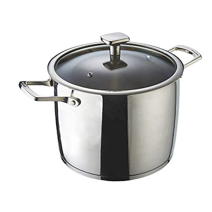 Pentola Moneta Accordo 20cm acciaio inossidabile spazzolato con coperchio vetro e maniglie microfuse