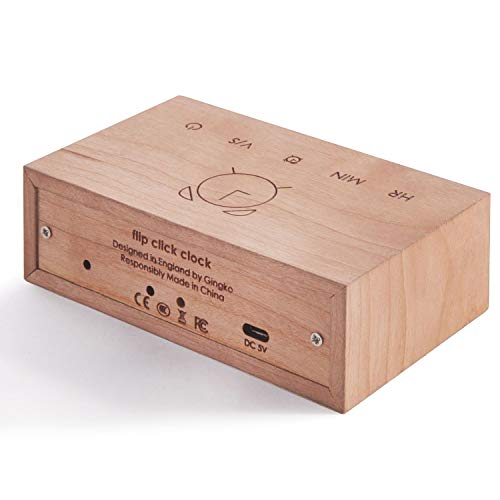 Gingko Edge Light Alarm Clock sveglia design nero in legno con doppia funzione 24/12 ore