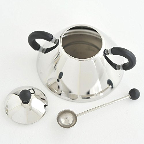 Alessi zuccheriera con cucchiaino in acciaio inox lucidato a specchio, design Michael Graves