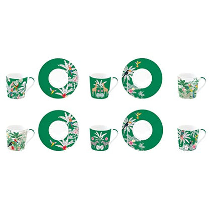 Easy Life Set 6 Tazze Caffè Porcellana con Piattini - Stilmobili