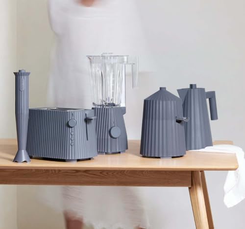 Alessi Set 2 Pinze Tostapane Plissè acciaio e resina grigio