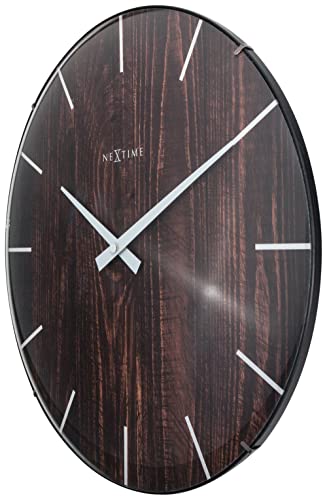 NeXtime Edge Wood Dome orologio da parete 35cm vetro e legno naturale movimento silenzioso