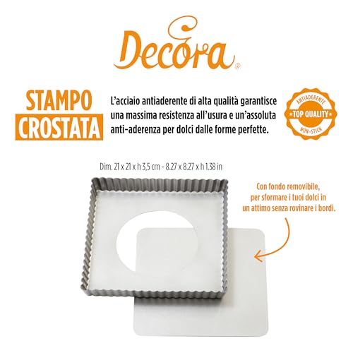 Decora stampo per crostata rettangolare acciaio antiaderente fondo rimovibile