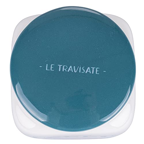 Villa d'Este Home Tivoli Barattolo Semi Le Travisate 500ml in new bone china bianco e blu con coperchio ottanio
