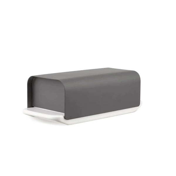 Alessi — Mattina BG04 BG04 DG | Beurrier en porcelaine gris foncé — Alessi