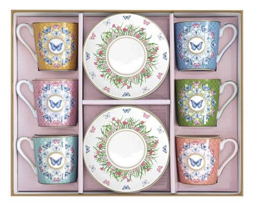 Easy Life Set 6 tazze da caffè in porcellana multicolore 10 cl