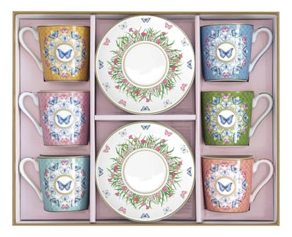 Easy Life Set 6 tazze da caffè in porcellana multicolore 10 cl