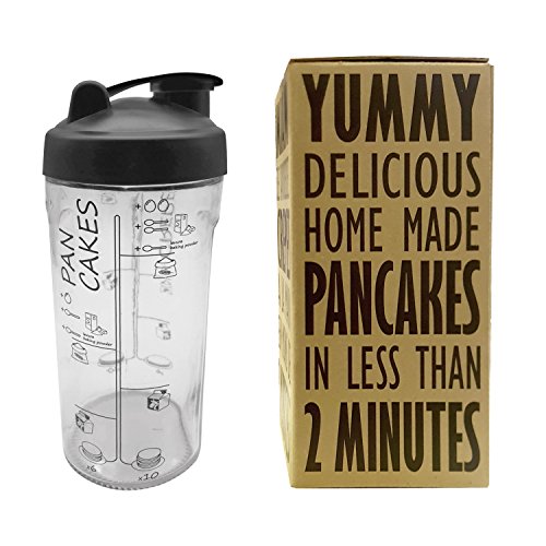Cookut Shaker Bicchiere in plastica trasparente con ricetta stampata per crepes e pancakes