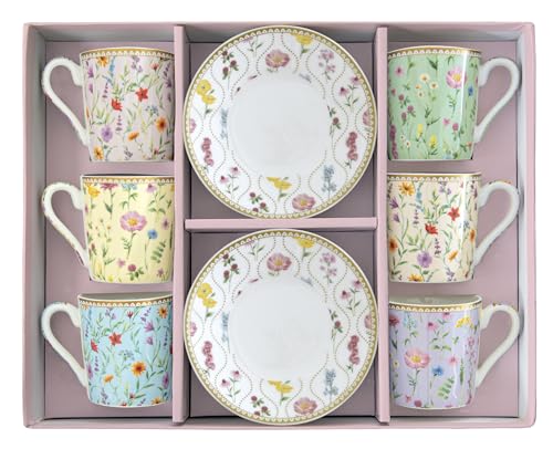 Easy Life Set 6 tazze caffè porcellana multicolore motivo coccinella Mania New