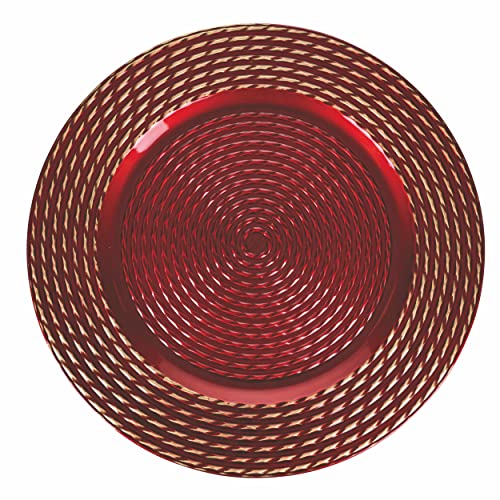 Villa d'Este Home Tivoli set 6 sottopiatti plastica rosso oro decori natale Ø33 cm