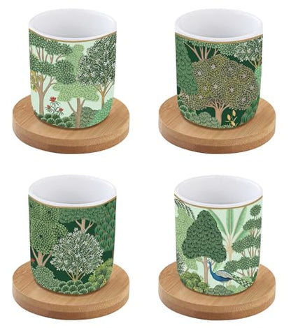 Easy Life Coffee Mania set 4 tazze caffè porcellana multicolore con piattino bambou