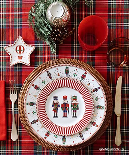 Easy Life Set 4 Piatti Dessert Natale porcellana oro con soldatini - Stilmobili