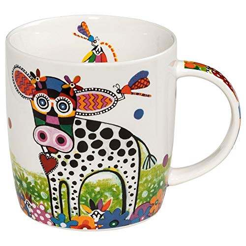 Maxwell & Williams tazza Betsy in porcellana con design boobook colorato e foglie stencil