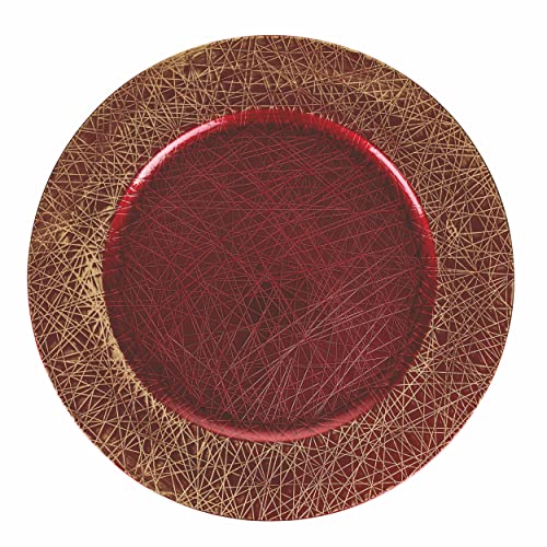 Villa d'Este Home Tivoli set 6 sottopiatti plastica rosso oro decori natale Ø33 cm
