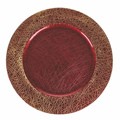 Villa d'Este Home Tivoli set 6 sottopiatti plastica rosso oro decori natale Ø33 cm