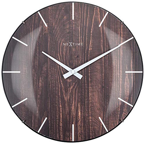 NeXtime Edge Wood Dome orologio da parete 35cm vetro e legno naturale movimento silenzioso