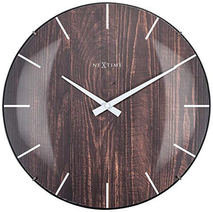 NeXtime Edge Wood Dome orologio da parete 35cm vetro e legno naturale movimento silenzioso