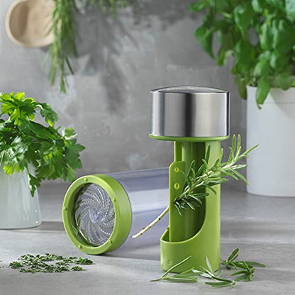 Microplane Macina Erbe 2in1 acciaio inossidabile argento con contenitore trasparente