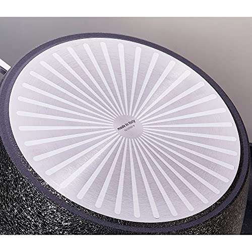 Moneta Armonia tegame 28cm con coperchio nero antiaderente effetto pietra