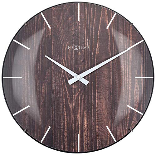 NeXtime Edge Wood Dome orologio da parete 35cm vetro e legno naturale movimento silenzioso
