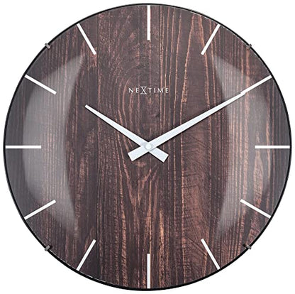 NeXtime Edge Wood Dome orologio da parete 35cm vetro e legno naturale movimento silenzioso