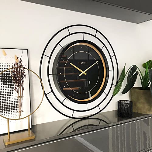 NeXtime Fancy orologio da parete 70cm metallo nero con dettagli dorati