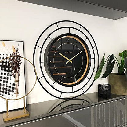 NeXtime Fancy orologio da parete 70cm metallo nero con dettagli dorati