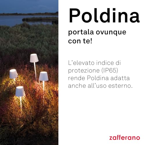 Zafferano Poldina Pro lampada da tavolo 38cm alluminio grigio scuro con diffusore policarbonato e controllo touch