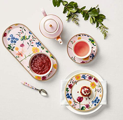 Maxwell & Williams Set Teiera e Tazza Contessa porcellana bianca motivo floreale