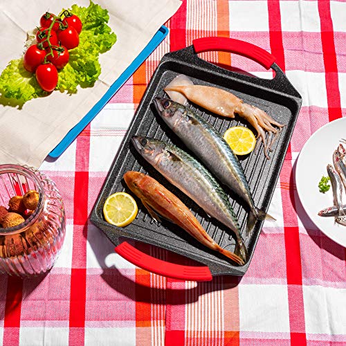 Moneta Griglia Rettangolare Pro Grill alluminio pressofuso 35x22 cm per induzione