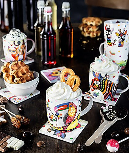 Maxwell & Williams sottobicchiere farfalla Smile in ceramica bianca con retro sughero