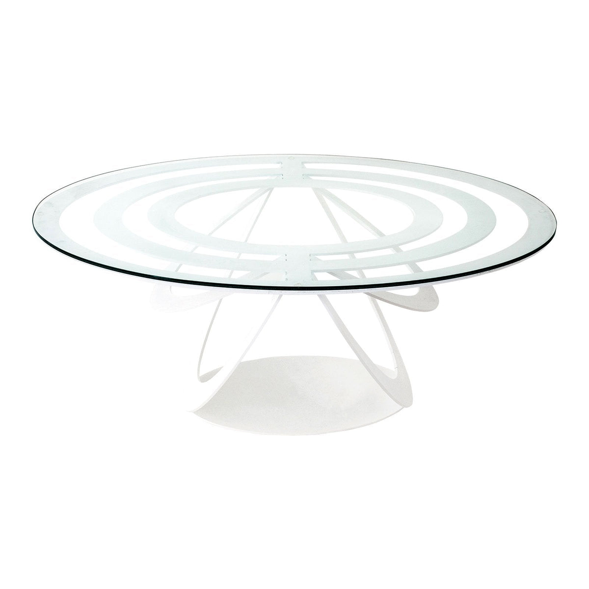 Arti & Mestieri tavolino Optical ovale bianco ferro battuto e vetro - complemento d'arredo Made in Italy